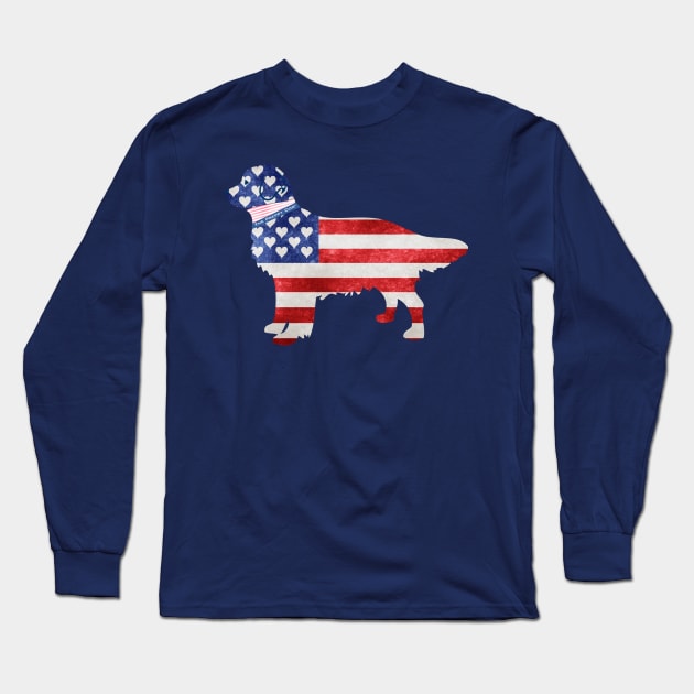 Patriotic Preppy Retriever Dog Long Sleeve T-Shirt by emrdesigns